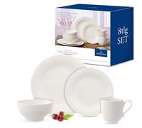 Villeroy & Boch New Cottage Basic Ensemble de vaisselle, Set de 8 pièces, Porcelaine Premium, Blanc