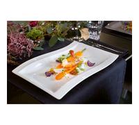 Villeroy & Boch New Wave Assiette plate, Angulaire, Porcelaine, Blanc, Assiette gourmet 37 x 25 cm, 4