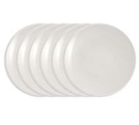 Villeroy & Boch - NewMoon Lot de 6 assiettes à petit-déjeuner, brunch, gâteau ou dessert 24 cm Passe au lave-vaisselle et au micro-ondes Blanc