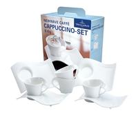 Villeroy & Boch NewWave Caffè ensemble à cappuccino pour 4 personnes, 8 pièces, tasses à café en porcelaine premium, design blanc arrondi, adapté au lave-vaisselle