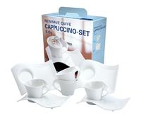 Villeroy & Boch NewWave Caffè ensemble à cappuccino pour 4 personnes, 8 pièces, tasses à café en porcelaine premium, design blanc arrondi, adapté au lave-vaisselle