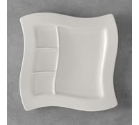 Villeroy & Boch - assiette à grillades NewWave, 3 zones, carrée, porcelaine premium, compatible lave-vaisselle et micro-onde, blanc, 27 cm