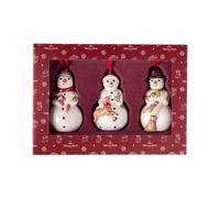 Villeroy & Boch Nostalgic Ornaments Ensemble d Ornements bonhommes de Neige 3 pcs, 5 x 5 x 8 cm, Figurines utilisables comme décorations pour Le Sapin ou suspensions en Porcelaine Dure, Multicolore