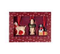 Villeroy & Boch - Nostalgic Ornaments Ensemble d’Ornements Chiens 3 pcs, 5 x 5 x 7,5 cm, Figurines utilisables comme décorations pour Le Sapin ou suspensions en Porcelaine Dure, Multicolore