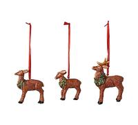 Villeroy & Boch - Nostalgic Ornaments Ornements Famille de Cerfs, 3 pièces, Merveilleux Ensemble de Figurines décoratives en Porcelaine Dure, Multicolore, 7 x 6 cm