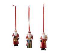 Villeroy & Boch - Nostalgic Ornaments Ornements Père Noël, 3 pièces, Ensemble de suspensions décoratives en Porcelaine Dure, Multicolore, 8 x 3,5 cm 14-8331-6687 Blanc