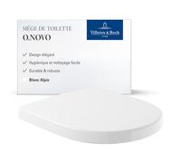 Villeroy & Boch O.novo abattant WC, forme en D - Blanc Alpin, brillant | Avec charnières en acier inoxydable, en Duroplast incassable, pièce de rechange d'origine, 9M406101