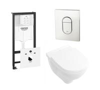 Villeroy & Boch O.NOVO Cuvette avec réservoir GROHE incluant plaque de commande WC Cosmopolitan chrome 0729205/0729240/0124124/0124182/