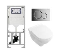 Villeroy & Boch O.novo ensemble encastré avec cuvette suspendue à évacuation profonde blanche abattant softclose plaque de recouvrement chromé brillant 0701131/0124124/0124182/0700519/