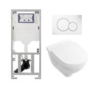 Villeroy & Boch O.novo Ensemble encastré avec cuvette suspendue à fond profond blanche abattant softclose plaque de recouvrement blanche 0701131/0124124/0124182/0700518/