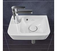 Villeroy und Boch O.novo lave-mains 434236R1 36x25cm, carré, vasque à droite, avec trou pour robinetterie, avec trop-plein, blanc C-plus