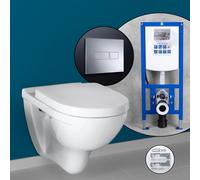 Villeroy & Boch O.novo Pack complet Cuvette suspendue et bâti-support neeos,, 5660HR01+16601CR#SET,