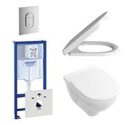 Villeroy & Boch O.Novo Pack WC - abattant softclose et quickrelease - plaque de déclenchement verticale chrome - blanc 0729205/0729240/0124182/1024992/