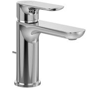 Villeroy & Boch O.novo Robinet de lavabo avec fonction de démarrage à froid et tige de traction, mitigeur de lavabo, économiseur d'eau, hauteur du bec 105 mm, rond, chromé