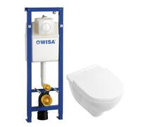 Villeroy & Boch O.novo set encastrable Wisa avec cuvette suspendue à chasse plate blanche abattant à descente amortie plaque de commande blanche 0124138/0124182/0704406/