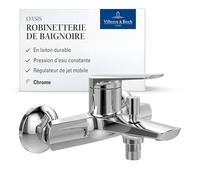 Villeroy & Boch Oasis robinetterie baignoire - Mitigeur de douche apparent avec protect. anti-retour - Robinet baignoire avec régul. jet et inverseur - Robinetterie salle de bains durable rde - Chrome