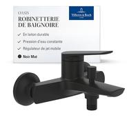 Villeroy & Boch Oasis robinetterie de baignoire -Mitigeur douche apparent avec prot. anti-retour - Robinet baignoire av. régul. jet et inverseur - Robinetterie salle de bains durable rde - Matt Black