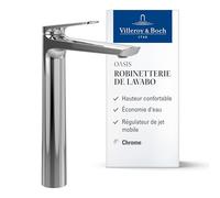 Villeroy & Boch Oasis robinetterie lavabo - Robinet salle de bains ss bonde - Robinetterie lavabo écon. en eau av. cart. céram. Robinetterie salle bains rde (surélevée, Chrome)
