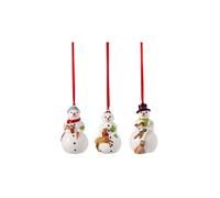 VILLEROY & BOCH Ornement de Noël 3 pièces 5x5x8cm BONHOMMES DE NEIGE multicolore