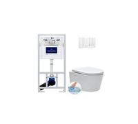 Villeroy & boch pack wc bâti-support + wc swiss aqua technologies sans bride et fixations invisibles + plaque blanche (viconnectsatrimless-2)
