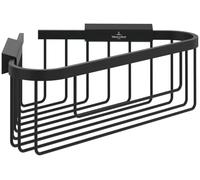 Villeroy & Boch Panier de douche d'angle Elements Tender, étagère d'angle murale en zinc pour produits d'hygiène, accessoire de douche, 260 x 206 x 82 mm - Noir Mat