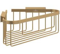 Villeroy & Boch Panier de douche d'angle Elements Tender, étagère d'angle murale en zinc pour produits d'hygiène, accessoire de douche, 260 x 206 x 82 mm - Or Brossé