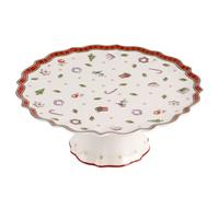 Villeroy & Boch Toy's Delight Petit plat à gâteau sur pied, 21 cm, Porcelaine Premium, Blanc/Rouge