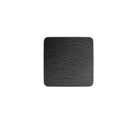 Villeroy & Boch 10-4239-2680 Manufacture Rock Service carré/Gourmet, Plat de présentation Moderne en Porcelaine Premium résistant au Lave-Vaisselle, Noir