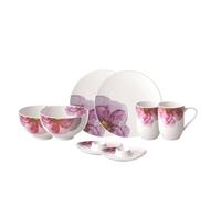 Villeroy & Boch - Rose Garden Ensemble De Vaisselle En Porcelaine, 8 P., Motif Floral Moderne, Service Pour Le Petit-Déjeuner Pour 2 Personnes