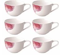 Villeroy & Boch Rose Garden Lot de 6 tasses à petit-déjeuner, 300 ml, tasses avec décor floral, porcelaine de qualité supérieure, blanc/rose, motif floral