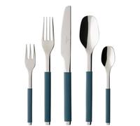Villeroy & Boch S+ Blueberry Couverts de Table pour 6 Personnes, 30 pièces, Acier Inoxydable, Manche recouvert de Silicone Bleu