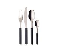 Villeroy & Boch S+ Cosy Grey Couverts de table pour 6 personnes maximum, 24 unités, Acier inoxydable, Manche à revêtement en silicone gris
