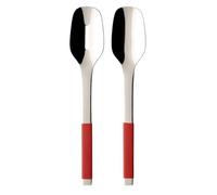 Villeroy & Boch S+ Cranberry Couverts à salade 2 pièces, Inox, Manche recouvert de silicone rouge