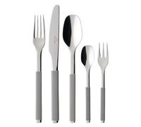 Villeroy & Boch S+ Taupe Couverts de table pour 6 personnes, 30 pièces, Inox, Manche recouvert de silicone gris