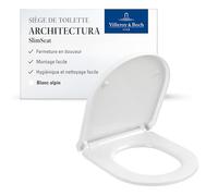 Villeroy & Boch Siège de WC Architectura SlimSeat avec fermeture automatique - Abattant D en plastique thermodurcissable, amovible e incassable - Pièce de rechange d'origine - Blanc alpin brillant
