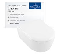 Villeroy & Boch Siège de WC Avento SlimSeat avec fermeture automatique - Abattant D en plastique thermodurcissable, amovible e incassable - pièce d’origine - blanc alpin brillant