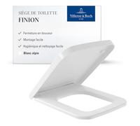 Villeroy & Boch Siège de WC Finion avec fermeture automatique - Abattant de WC de forme carrée en plastique thermodurcissable, amovible e incassable - pièce d’origine - blanc alpin brillant