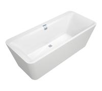 Villeroy & Boch Squaro edge 12 Baignoire îlot 180x80cm rectangulaire quaryl avec panneau et vidage/trop plein Blanc ubq180sqe7pdv-01