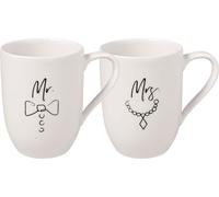 Villeroy & Boch - Statement, Lot De 2 Mugs « Mr And Mrs », 280Ml, Porcelaine Premium, Blanc