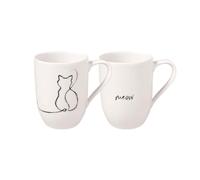 Villeroy & Boch - Statement, Lot De 2 Mugs « Cat », 280 Ml, Porcelaine Premium, Blanc