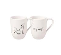 Villeroy & Boch - Statement, Lot De 2 Mugs « Dog », 280 Ml, Porcelaine Premium, Blanc