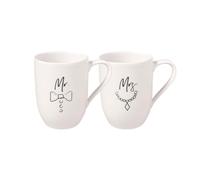 Villeroy & Boch - Statement, Lot De 2 Mugs « Mr And Mrs », 280Ml, Porcelaine Premium, Blanc