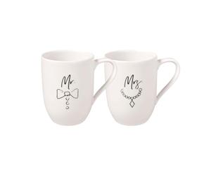 Villeroy & Boch - Statement, Lot De 2 Mugs « Mr And Mrs », 280Ml, Porcelaine Premium, Blanc