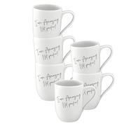 Villeroy & Boch - Statement, Lot de 6 tasses avec anse Amazing. Not Perfect - 280 ml - Tasse à café avec dictons - Porcelaine de qualité supérieure - Blanc/noir