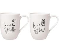 Villeroy & Boch - Statement Mug La Vie Est Belle 11,5 X 8 X 10,5 Cm, Tasse Blanche (Lot de 2)