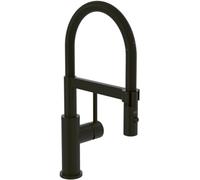 Villeroy & Boch Steel Expert Compact robinetterie de cuisine, haute pression avec fonction comm. et bec pivotant avec ressort en spirale à 360°, flux laminaire, hauteur du bec 143 mm, Noir Mat