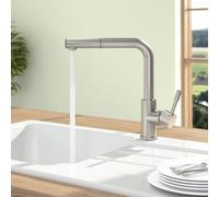 Villeroy & Boch Steel Shower Mitigeur de cuisine pivotant, avec douchette extractible, 969711LC,