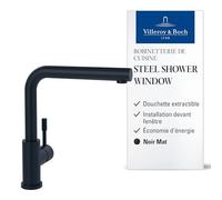 Villeroy & Boch Mitigeur de cuisine 96990106, extractible, pivotant à installer sous une fenêtre