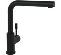 Villeroy & Boch Robinet de cuisine en acier haute pression avec douchette extensible et montage à l'avant - Robinet d'évier économe en eau - Hauteur du bec : 272 mm - Noir mat