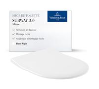 Villeroy & Boch Subway 2.0 abattant WC SlimSeat, forme en D - Blanc Alpin | Avec dispositif fermeture automatique, amovible, en Duroplast incassable, pièce de rechange d'origine, 9M78S101